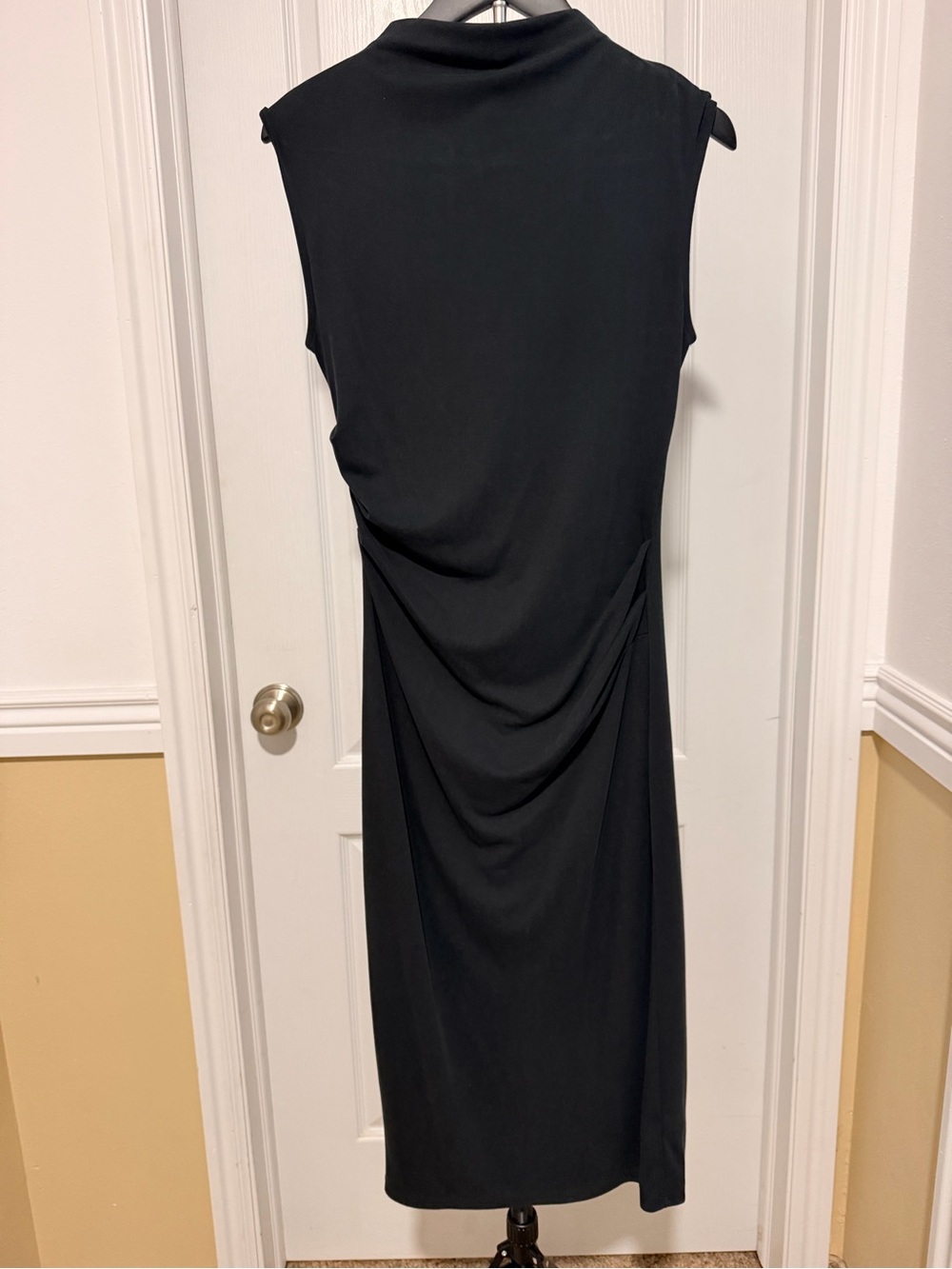 Old Navy Black Mock Neck Ruched Sleeveless Midi Dress - Size XS